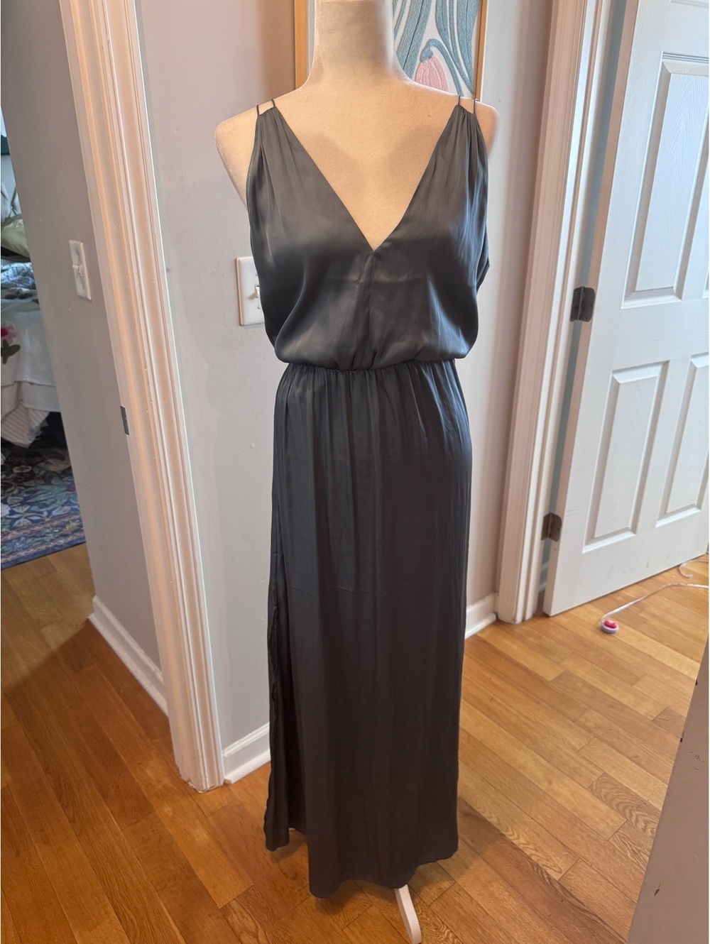 H&M teal satin long dress